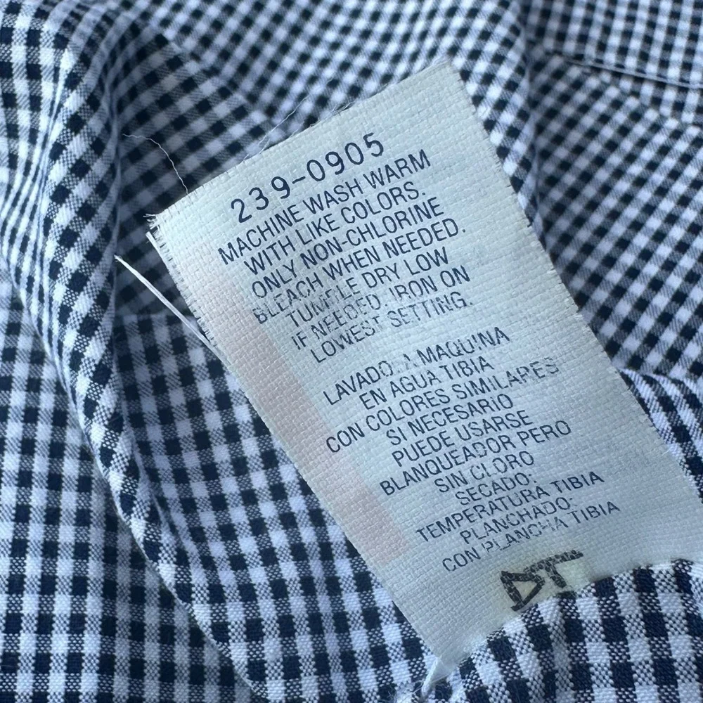 Vintage Gingham Baby Girl Dress Navy Blue White Floral Embroidery 12 Months Cute